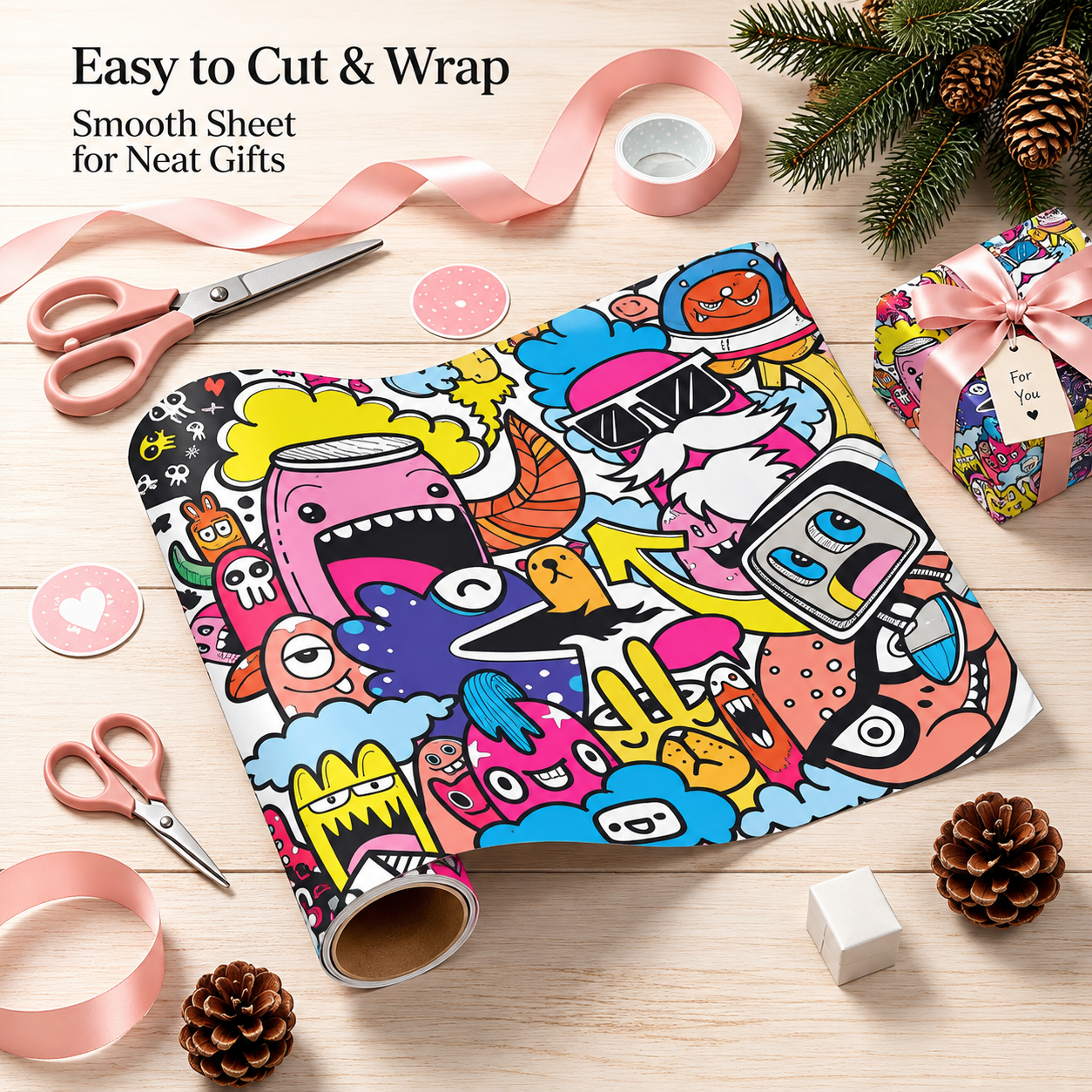 Doodle Monsters Wrapping Paper Roll