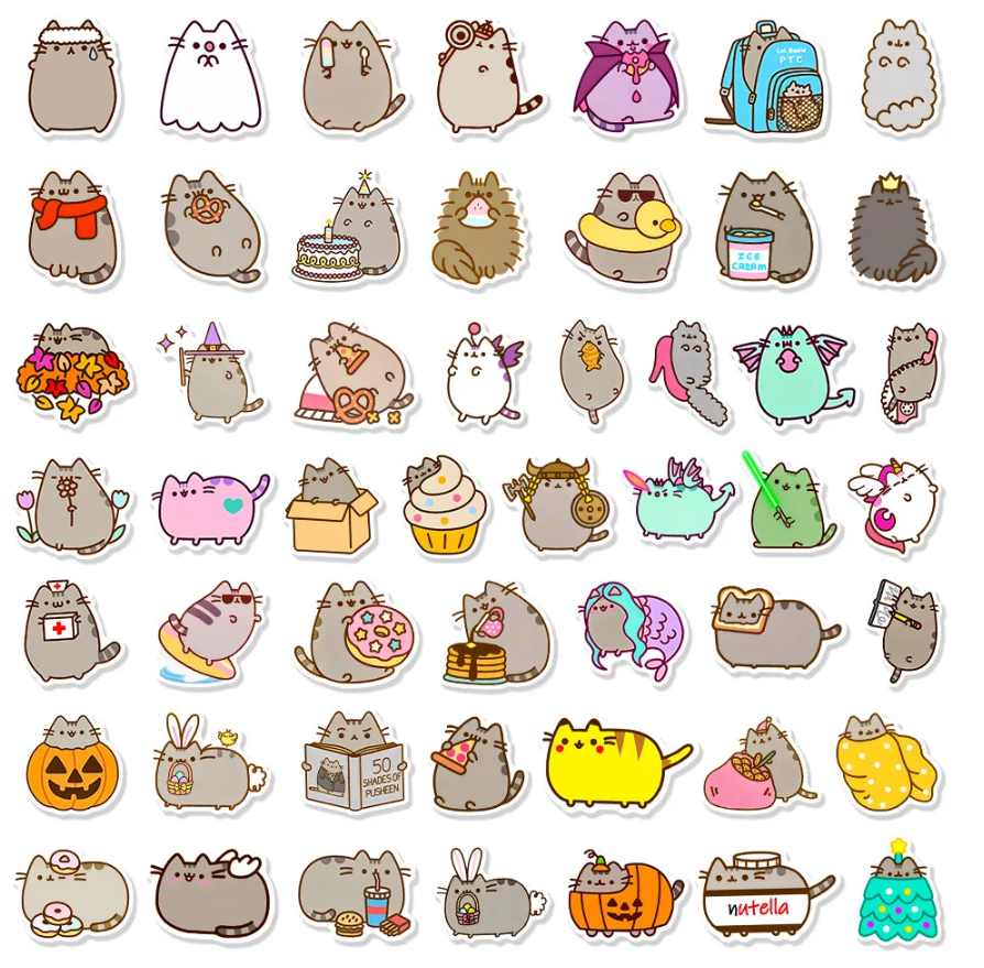 Kawaii Chunky Cat Stickers (Set of 50pcs)