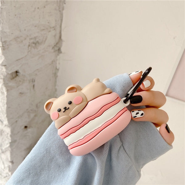 Paper Bear Shop Kawaii Macaron Bear AirPod Case