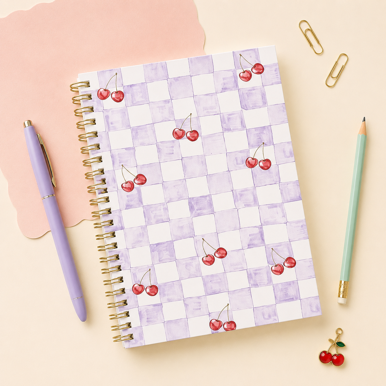 Cherry Check A5 Spiral Notebook