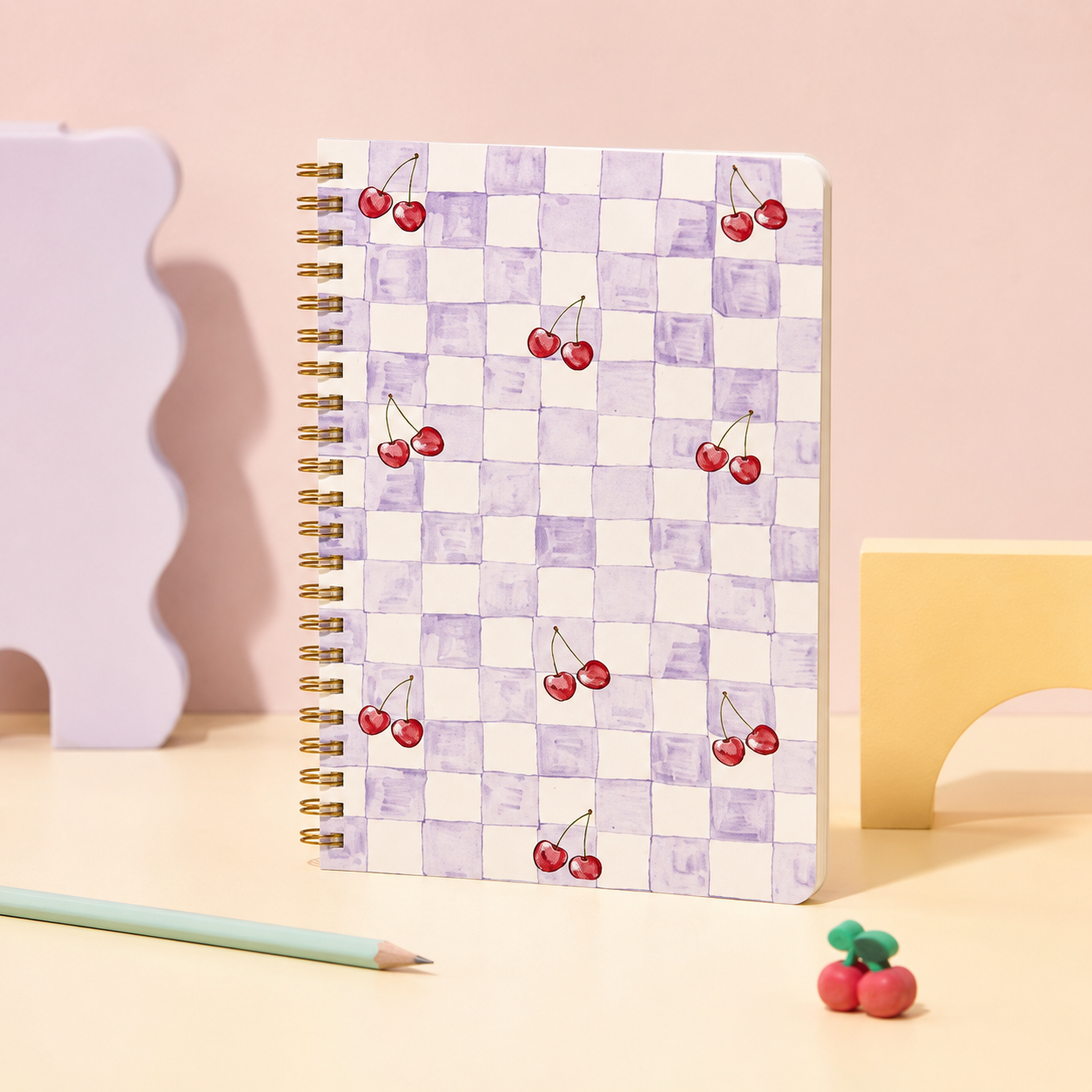 Cherry Check A5 Spiral Notebook