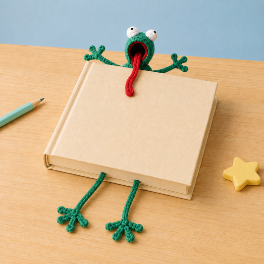 Funny Frog Handmade Crochet Bookmark