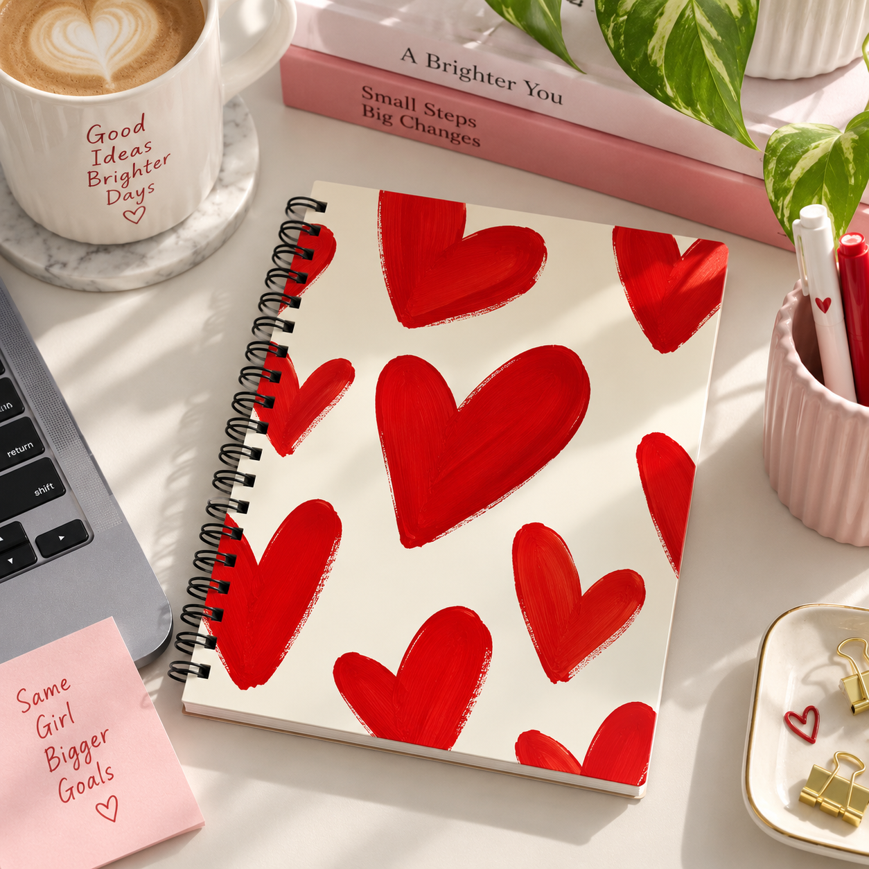 Painted Hearts A5 Spiral Notebook