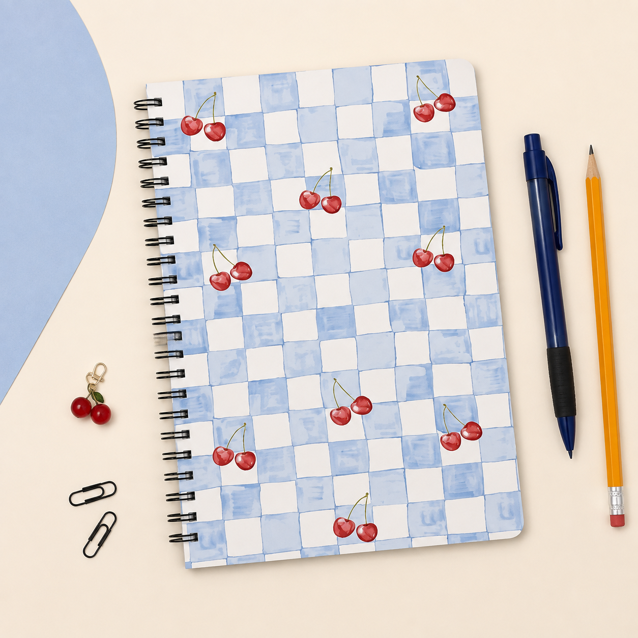 Cherry Check A5 Spiral Notebook