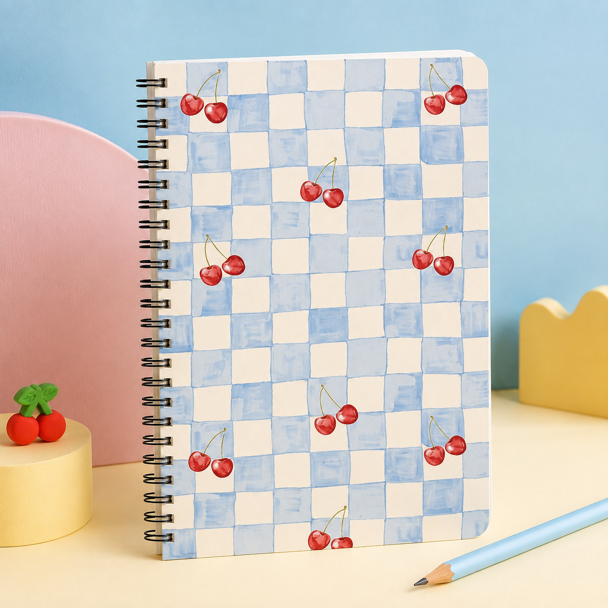 Cherry Check A5 Spiral Notebook