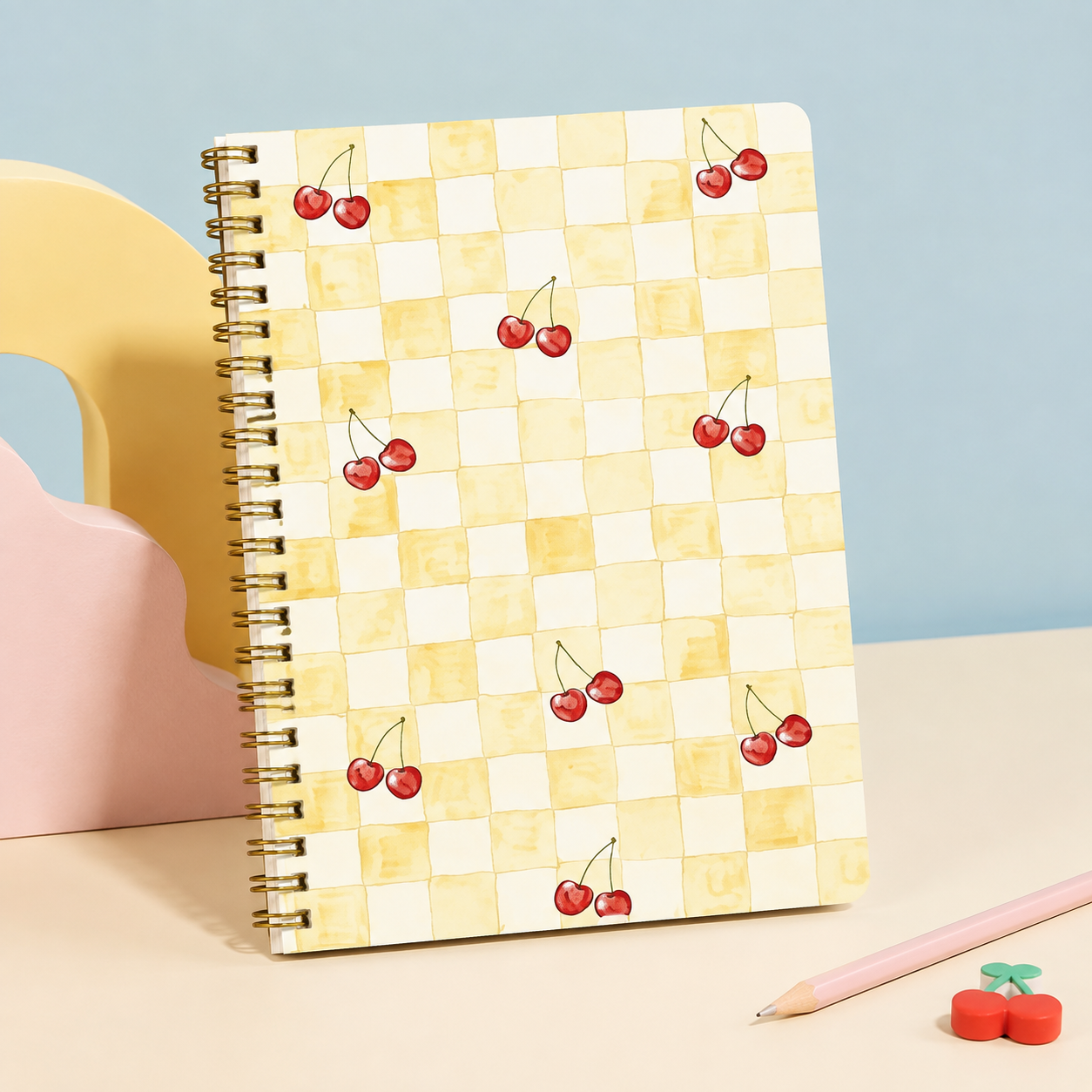 Cherry Check A5 Spiral Notebook