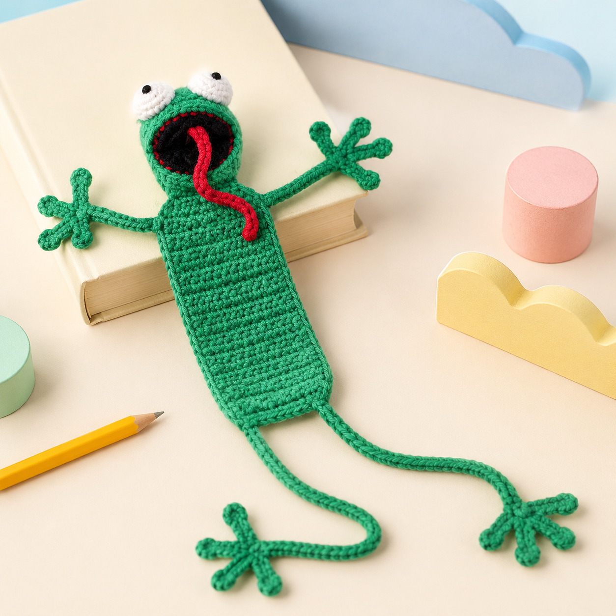 Funny Frog Handmade Crochet Bookmark