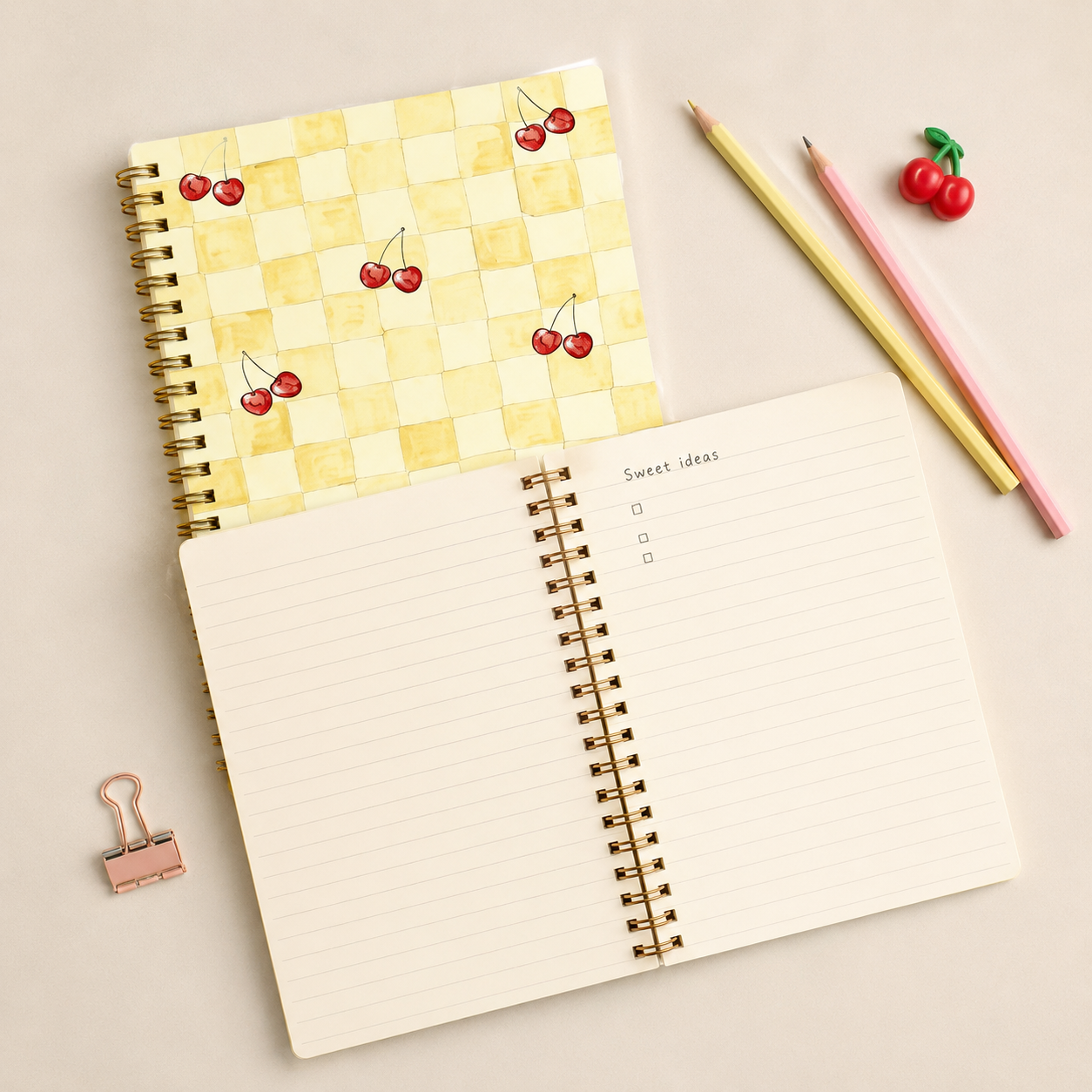Cherry Check A5 Spiral Notebook