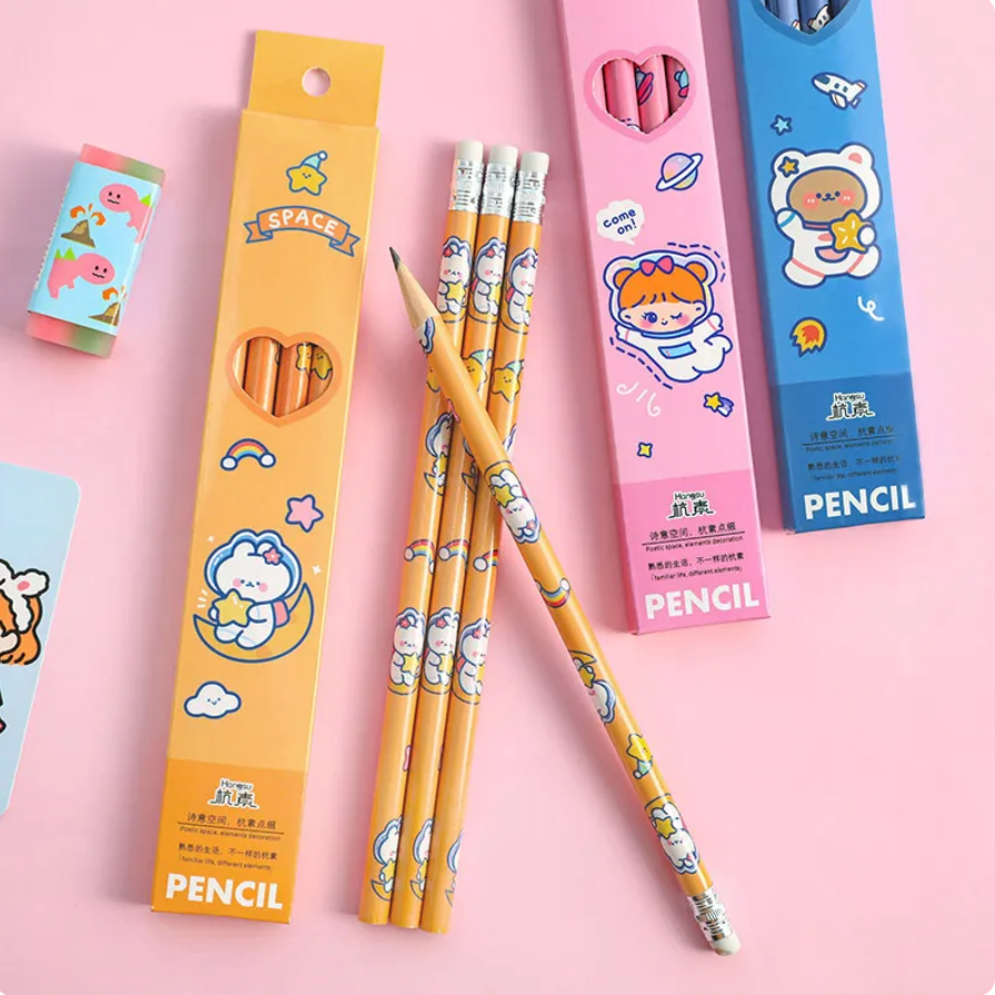 Kawaii Pencils Set of 4 (4 Colors)