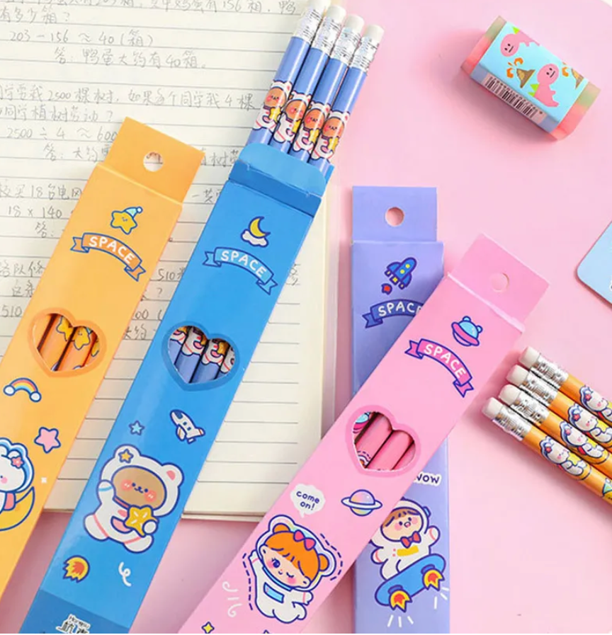 Kawaii Pencils Set of 4 (4 Colors)