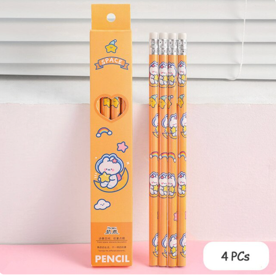 Kawaii Pencils Set of 4 (4 Colors)