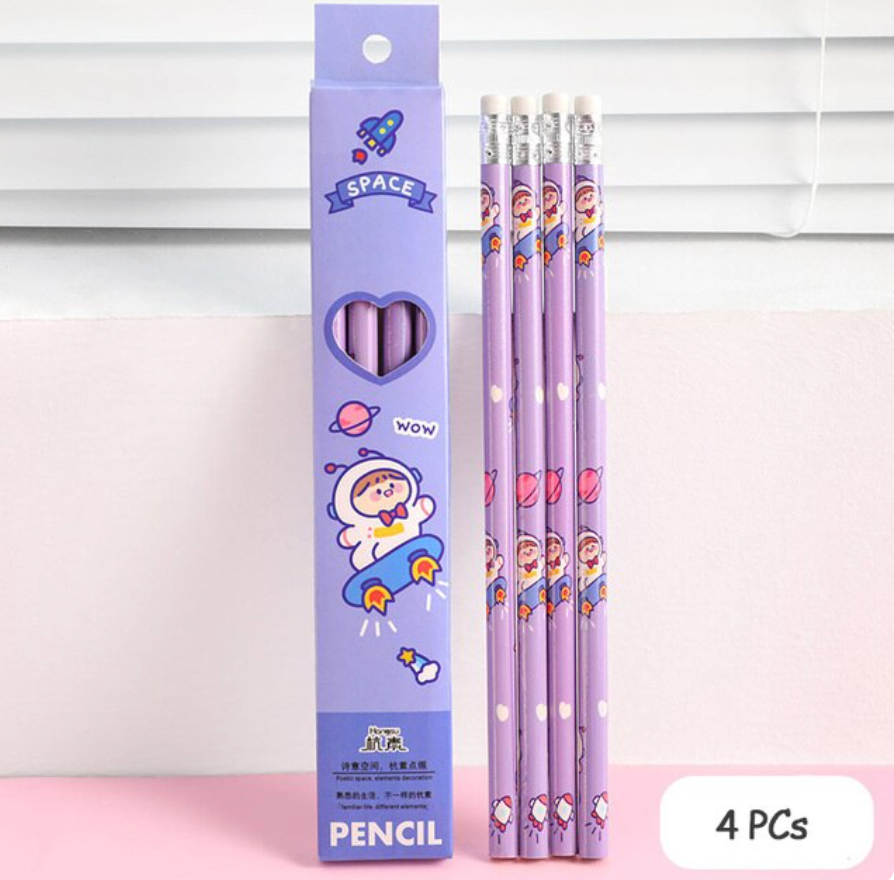 Kawaii Pencils Set of 4 (4 Colors)