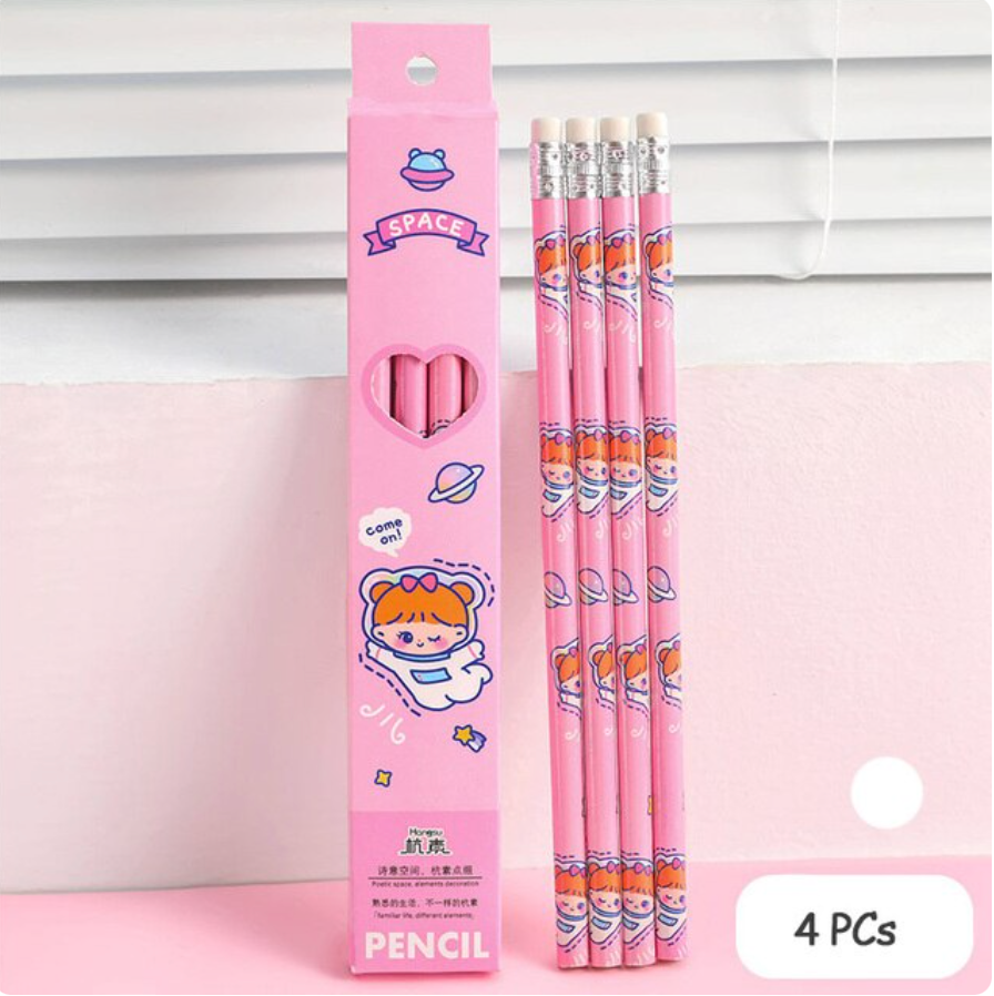 Kawaii Pencils Set of 4 (4 Colors)