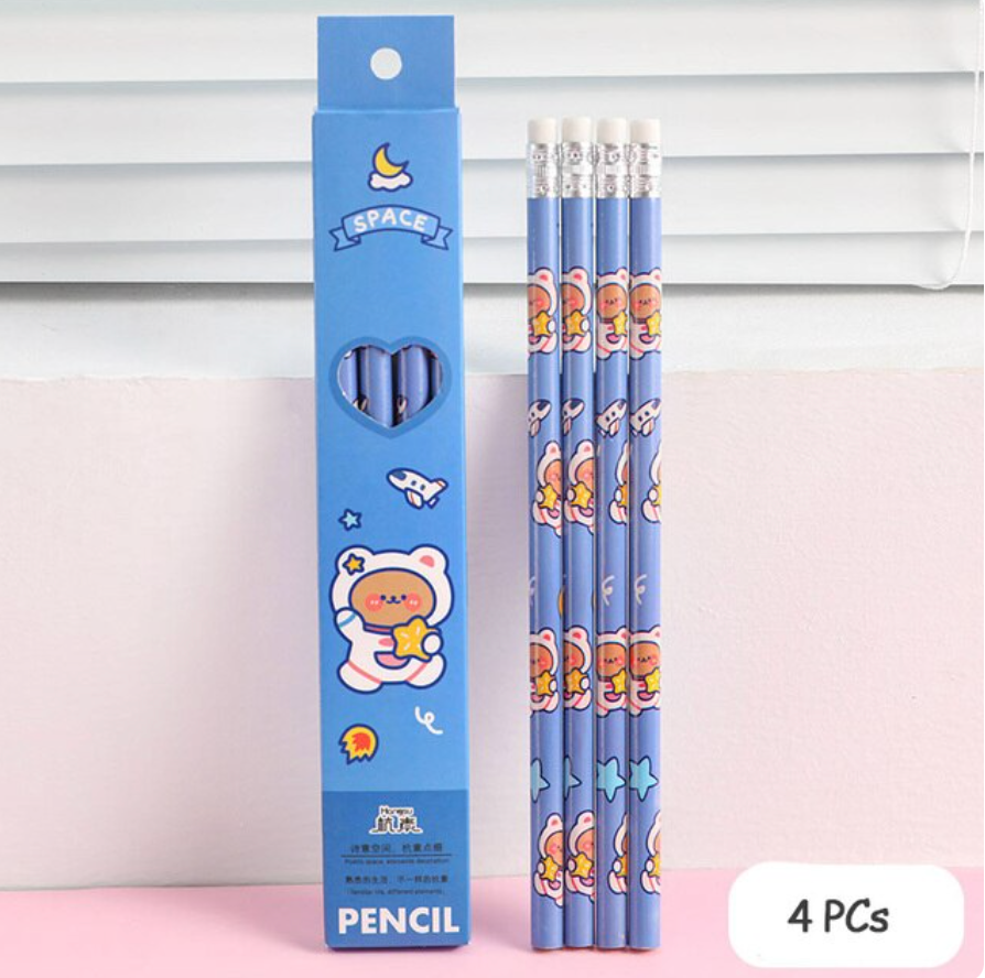 Kawaii Pencils Set of 4 (4 Colors)