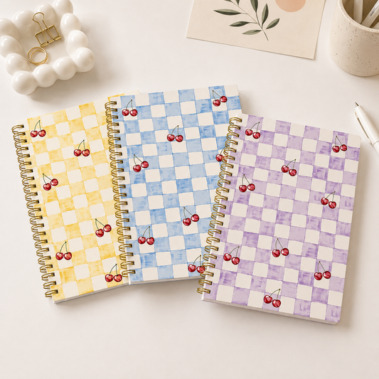 Cherry Check A5 Spiral Notebook