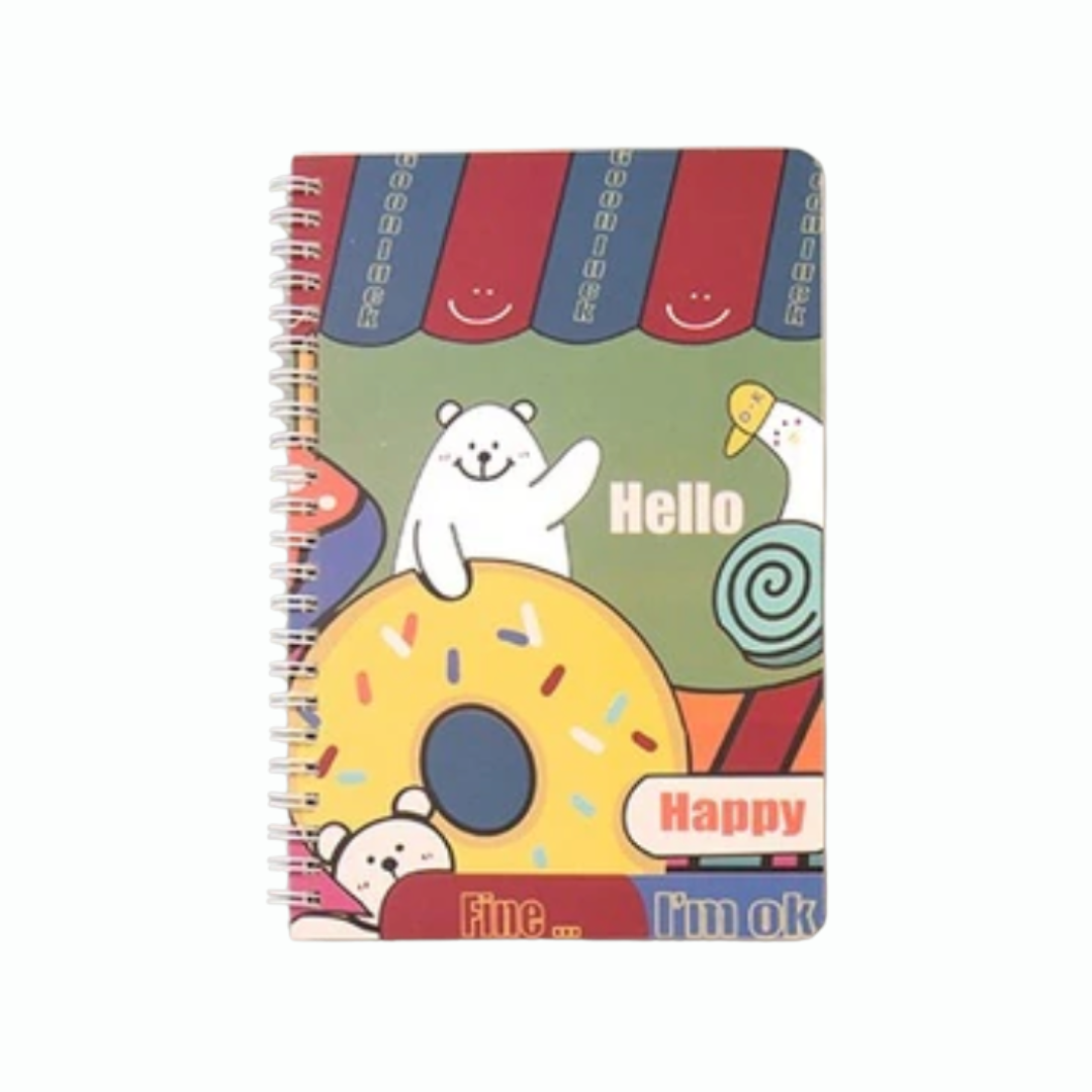 Cute Cartoon A5 Spiral Notebook (Bear Donut)