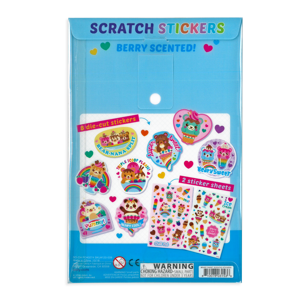 Paper Bear Shop OOLY  Scented Scratch Stickers: Beary Sweet 